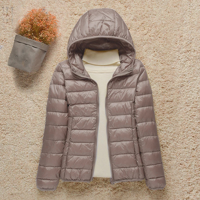 Pato Branco De Inverno Para Baixo Casaco Puffer Feminino À Prova De Vento Fino E Leve