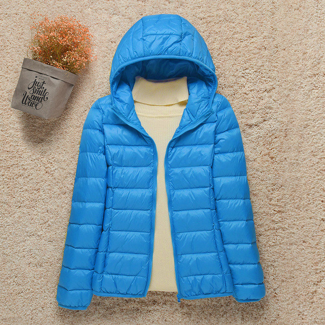 Pato Branco De Inverno Para Baixo Casaco Puffer Feminino À Prova De Vento Fino E Leve