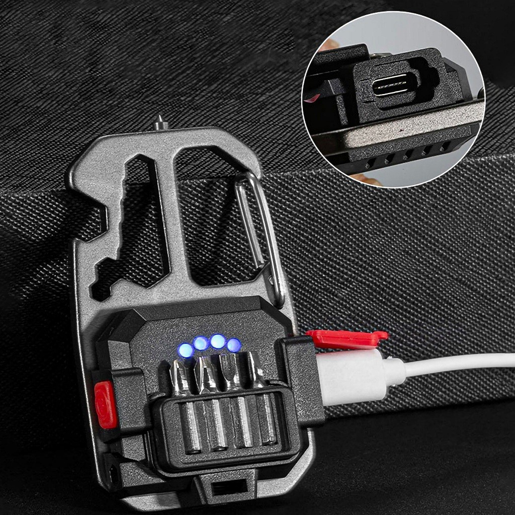 Chaveiro Lanterna Tatica Titaniun LED com Iluminação Ajustável Chave Multifuncional Blindado