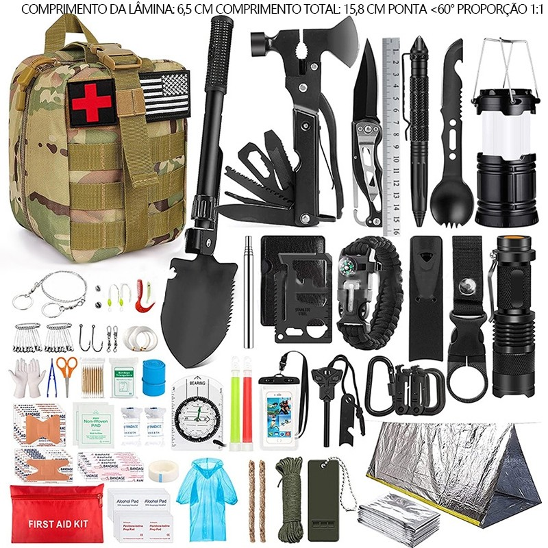 Kit de sobrevivência e kit de primeiros socorros, 42 peças de equipamentos de sobrevivência com bolsa Molle Para homens