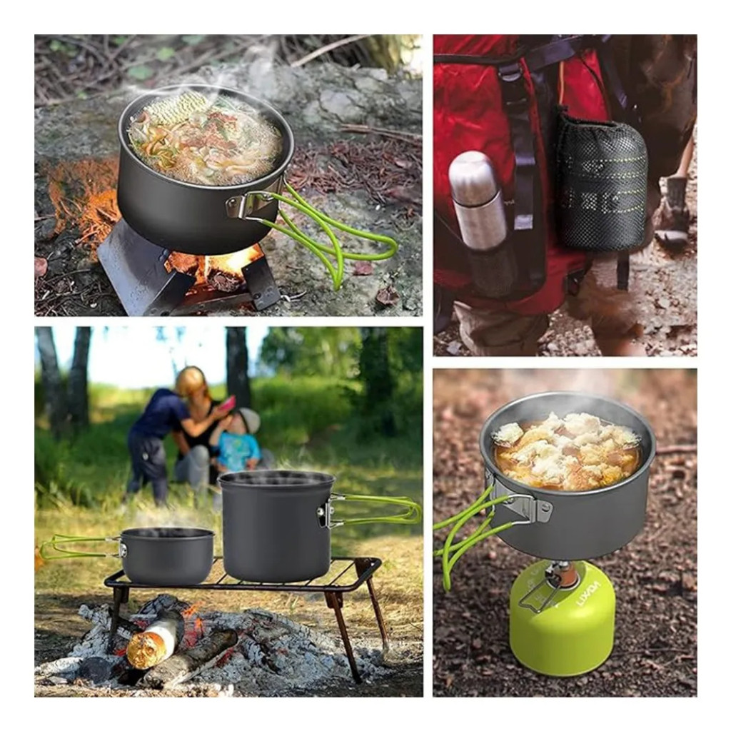 Kit Panelas Camping, Incluindo Talheres De Aço Inox 304