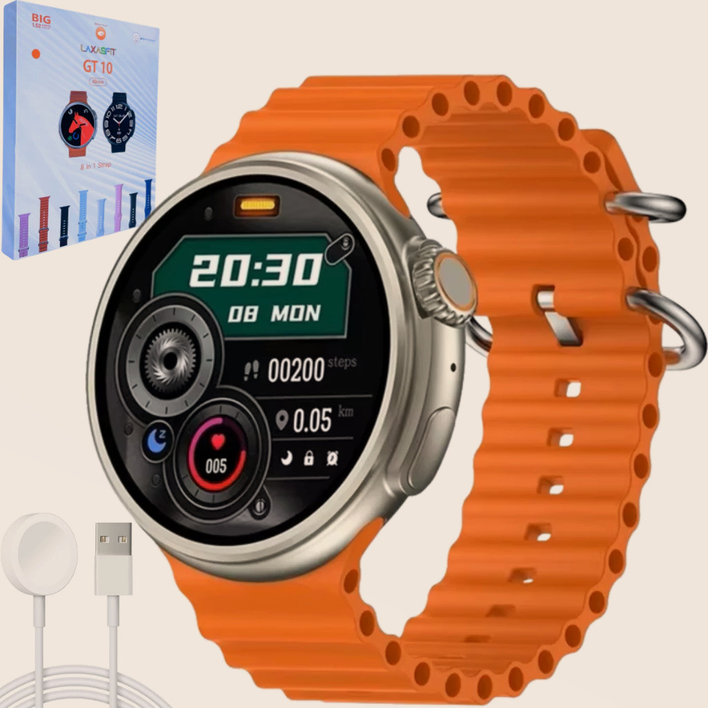Smartwatch GT 10 48mm Bluetooth Chamadas e Controle de Música Tela 1.52” Acompanha 8 Pulseiras JZ
