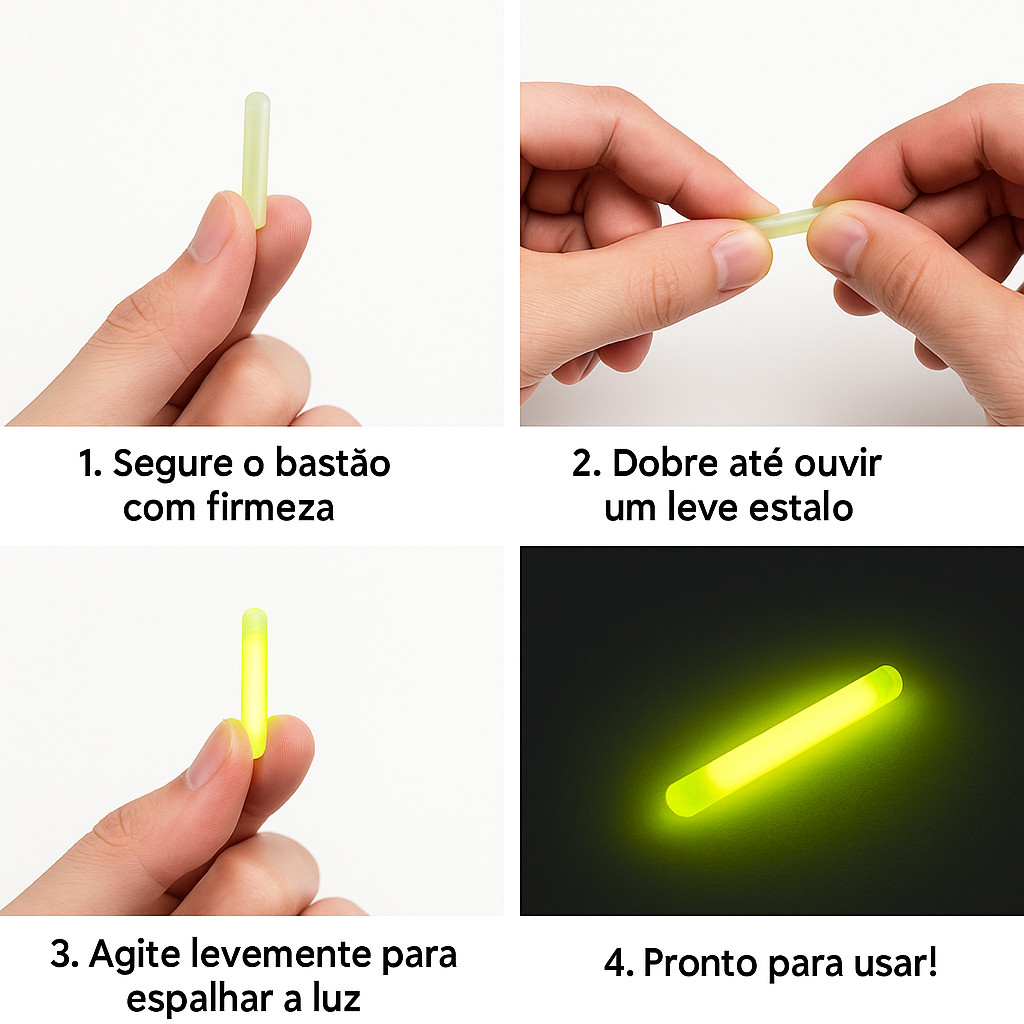 Kit 50 Bastão Luminoso Luz P Boia Vara Linha Pesca Noturna Peixe Anzol Trairá Tucunaré Dourado