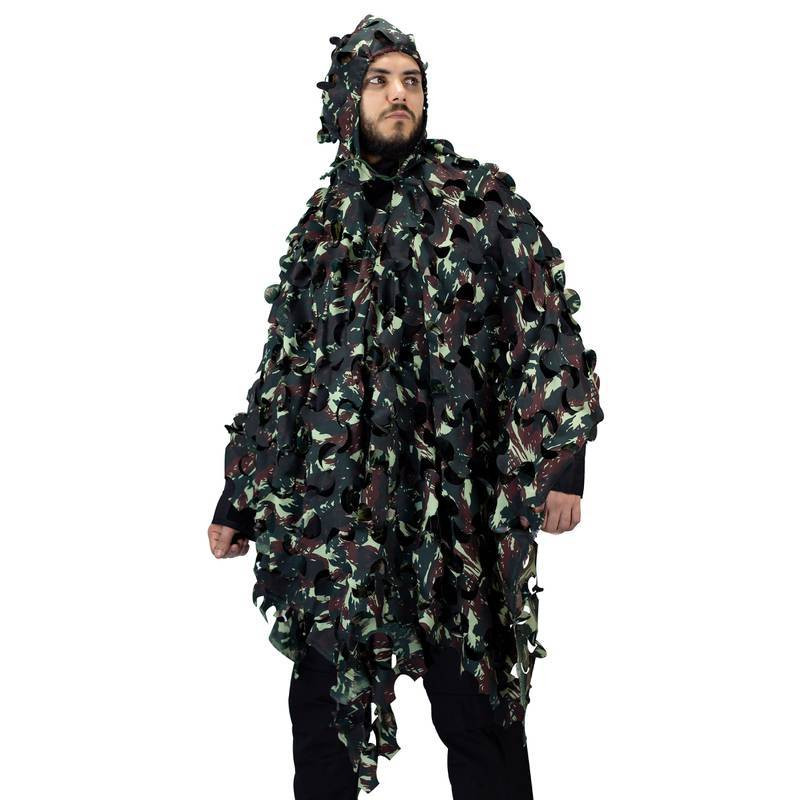 Poncho De Camuflagem Com Capuz Ghillie Tático Airsoft Safo Militaria