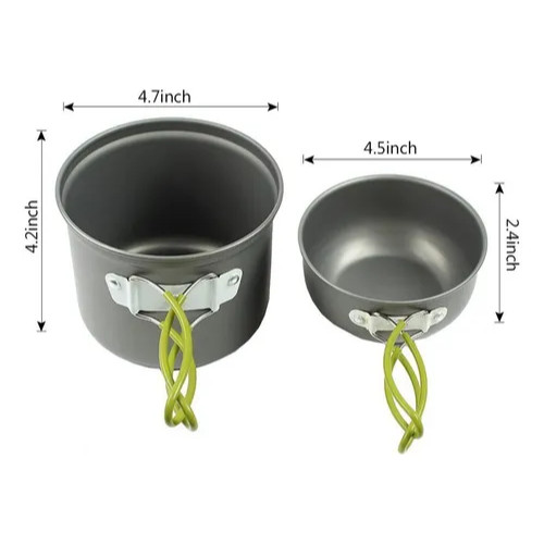 Kit Panelas Camping, Incluindo Talheres De Aço Inox 304