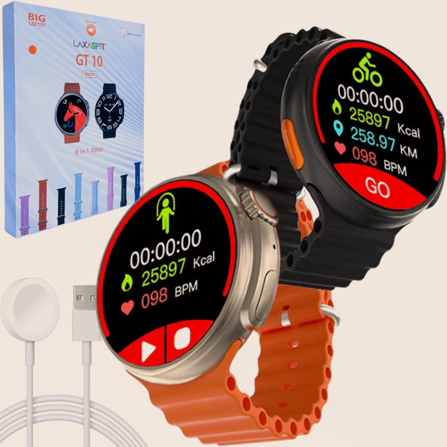 Smartwatch GT 10 48mm Bluetooth Chamadas e Controle de Música Tela 1.52” Acompanha 8 Pulseiras JZ