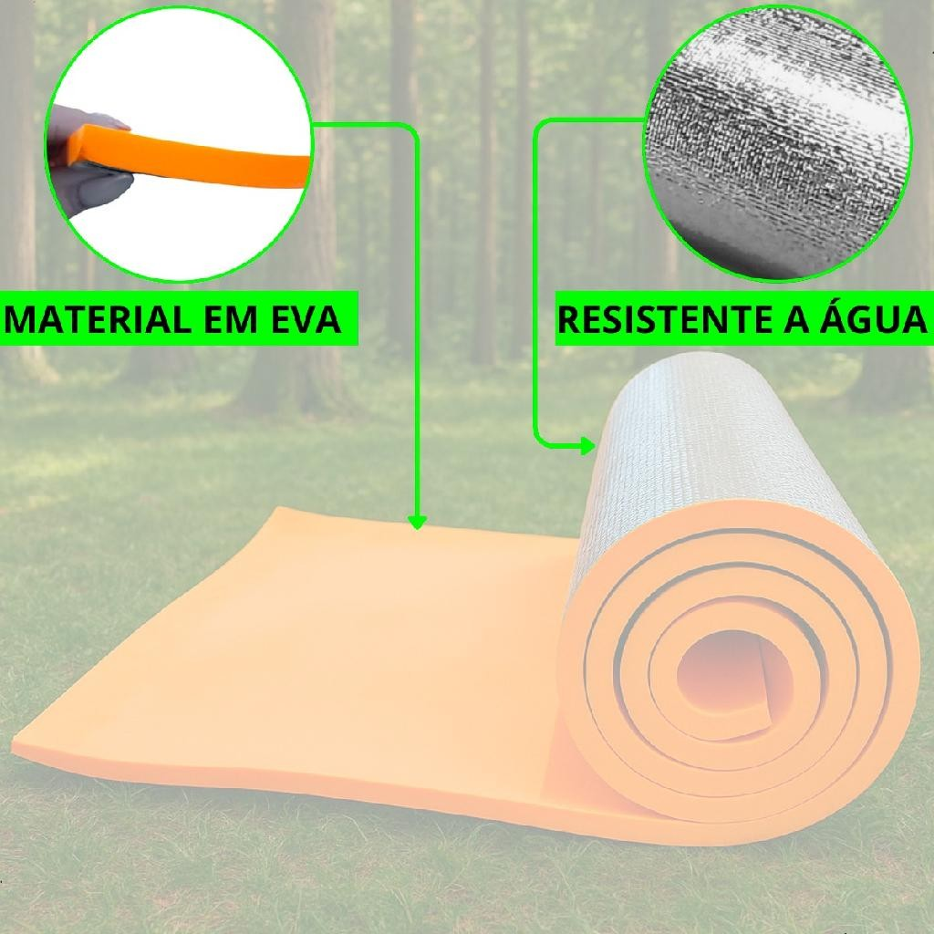 Isolante Termico Camping Eva Aluminizado Dormir Pesca Trilha Acampamento