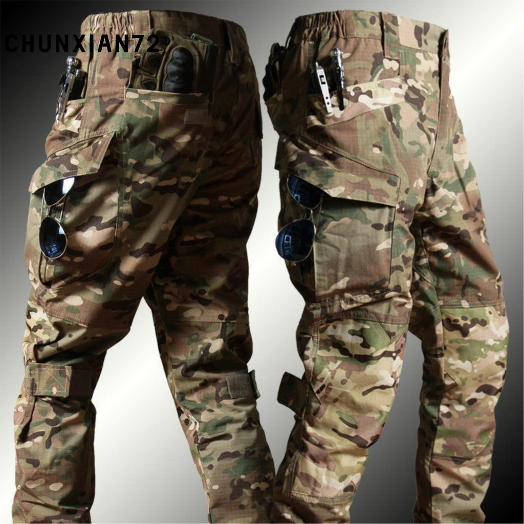 2024 Calças Táticas Masculinas À Prova Dwaterproof Água De Combate Ao Ar Livre Multi-Bolso Resistente Desgaste Calça De