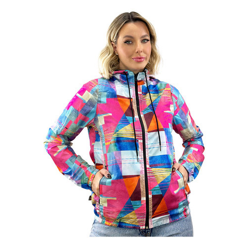 Jaqueta Corta Vento Feminina Estampada Casual Esporte Lazer