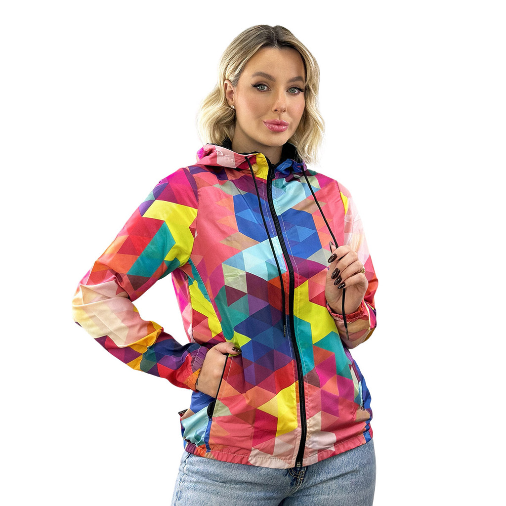 Jaqueta Corta Vento Feminina Estampada Casual Esporte Lazer