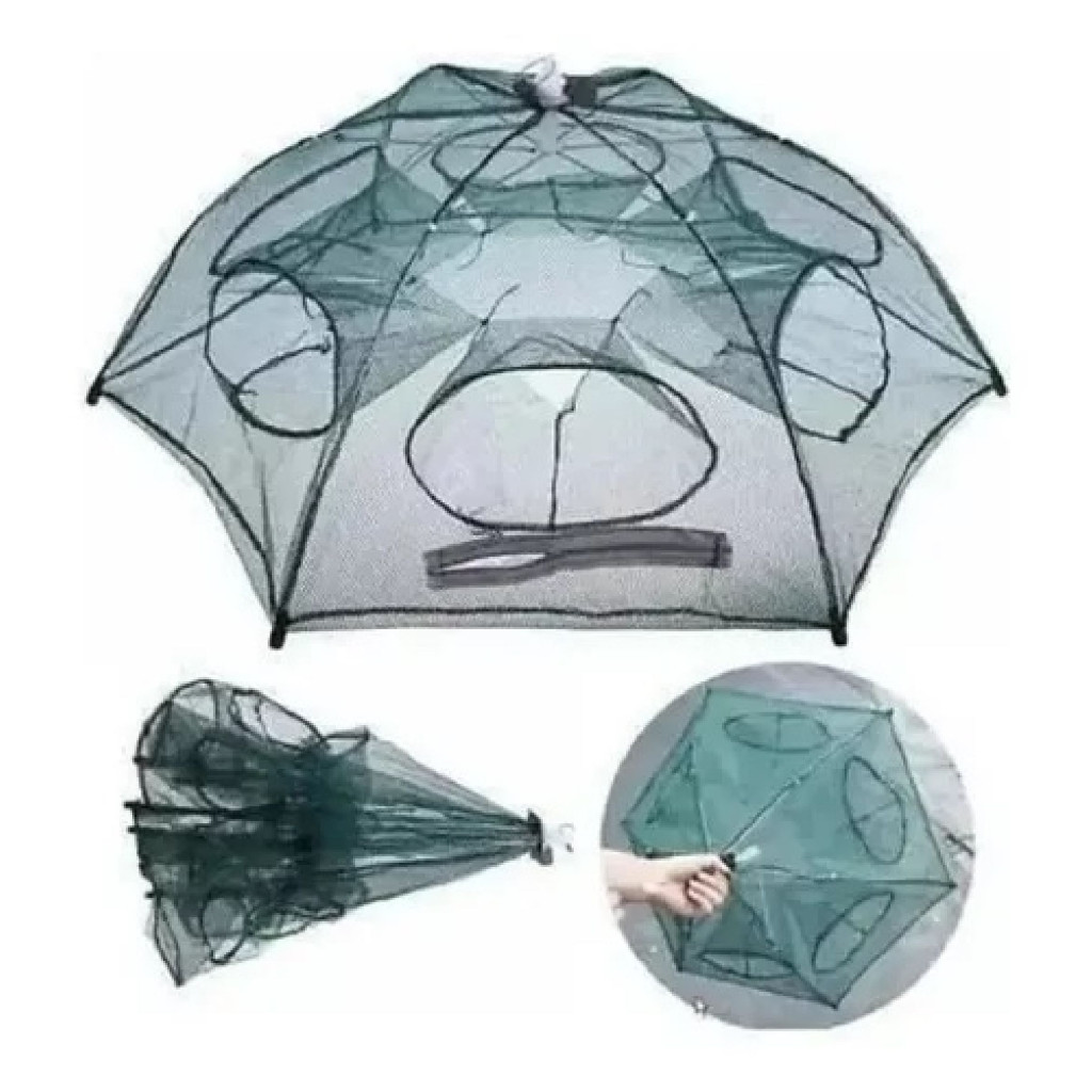 KIT 4 Armadilha de Pesca com 6 Entradas - Rede Retrátil 90x90 para Isca Viva, Camarões, Lambaris e Peixes Pequenos
