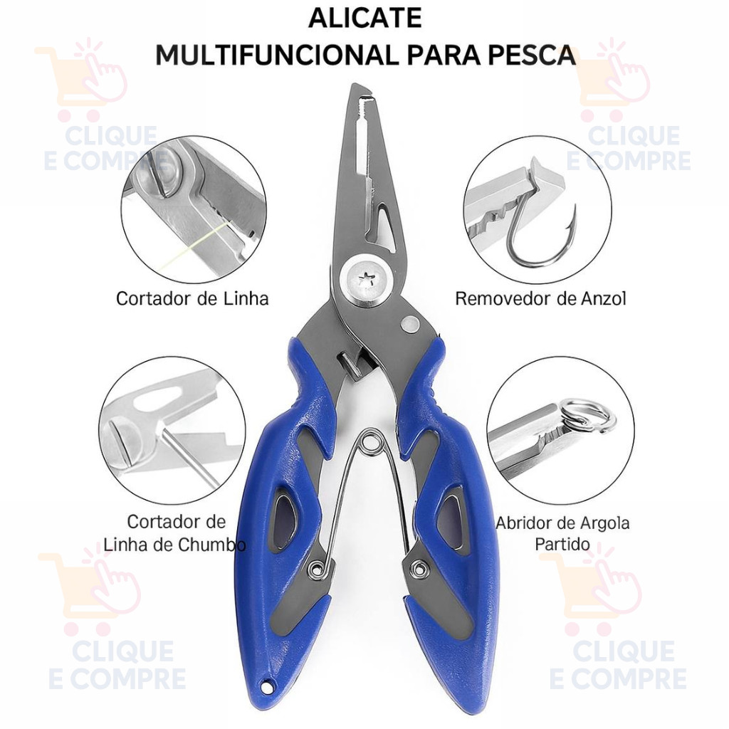 Kit Alicate De Pesca Cordão de Segurança Tesoura Multifuncional Pegador de Peixe Ferramentas
