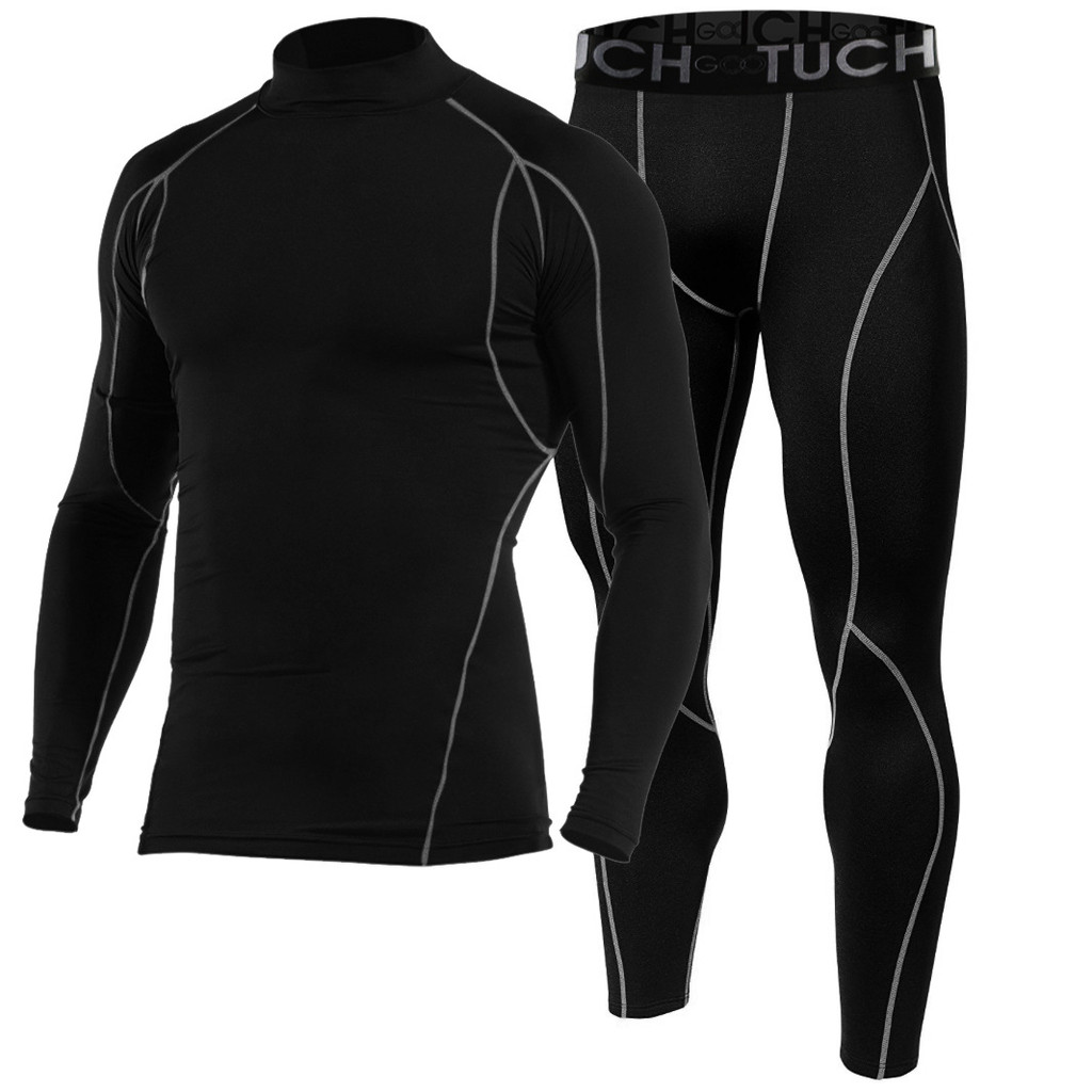 Conjunto de roupa interior térmica masculina outono inverno esportes estiramento algodão térmico à prova de frio roupas