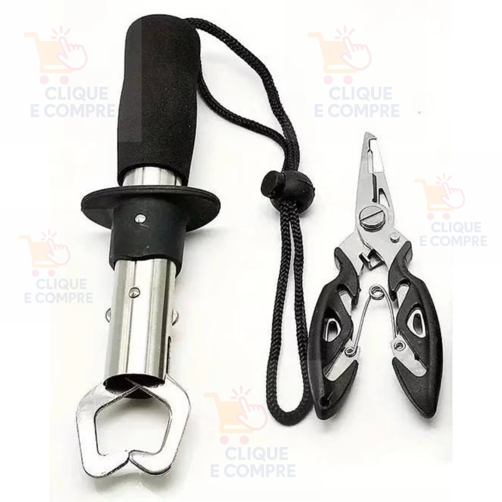 Kit Alicate De Pesca Cordão de Segurança Tesoura Multifuncional Pegador de Peixe Ferramentas