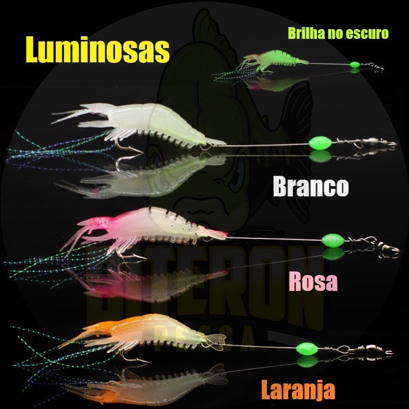 Isca artificial camarão com anzol Tucunaré Robalo Corvina