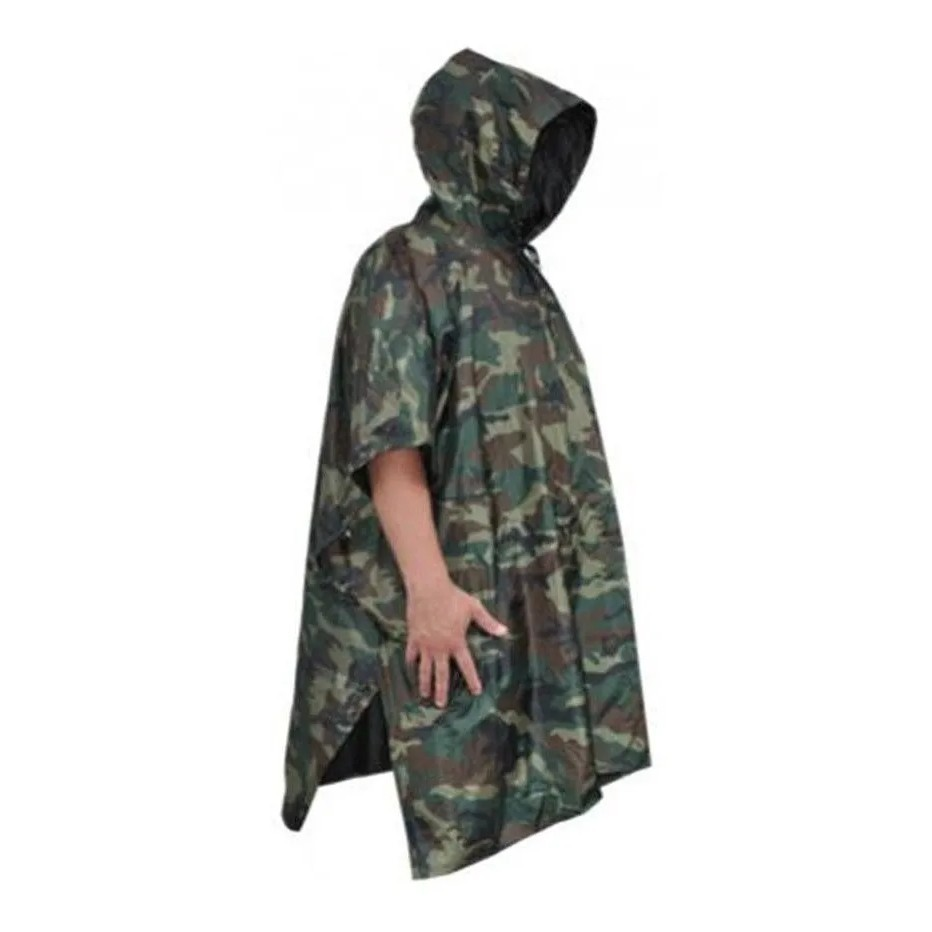 Novo - Poncho Militar Camuflado 3 em 1 — Capa de Chuva, Lona Camping e Abrigo Impermeável.