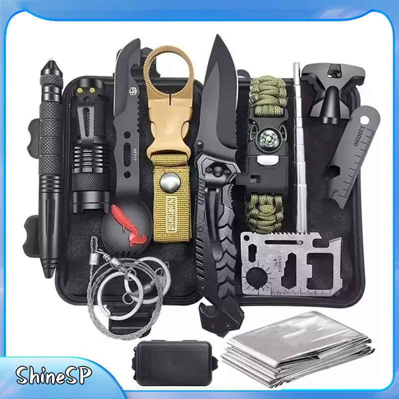 12 em 1 Kit De Acampamento Aventura De Sobrevivência De Emergência Acampamento Tático Militar Aventura Trilha