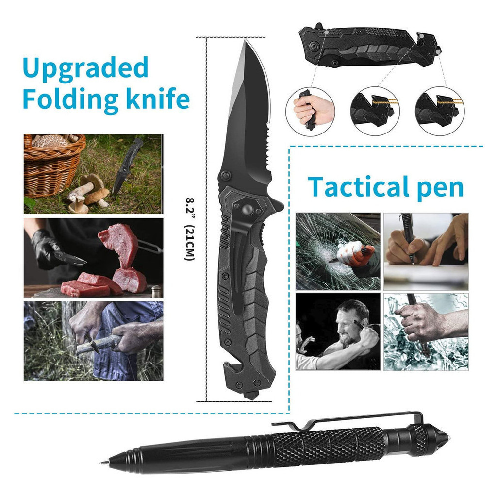 12 em 1 Kit De Acampamento Aventura De Sobrevivência De Emergência Acampamento Tático Militar Aventura Trilha