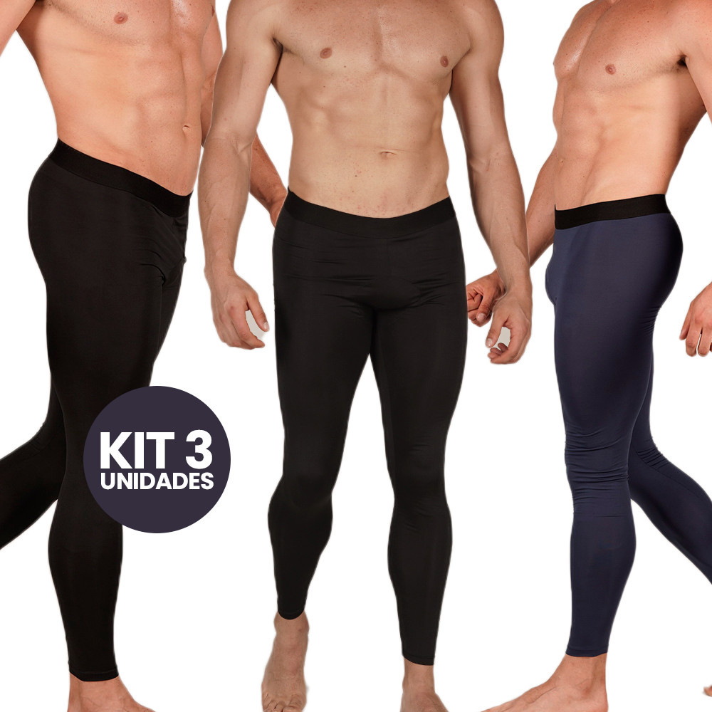 Kit 3 Calça Térmica Masculina Lisa Esportiva Básica Confortável Academia Fitness