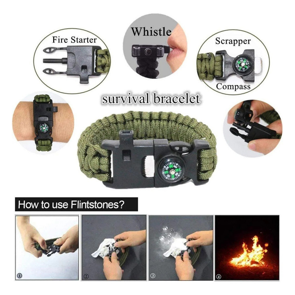 12 em 1 Kit De Acampamento Aventura De Sobrevivência De Emergência Acampamento Tático Militar Aventura Trilha