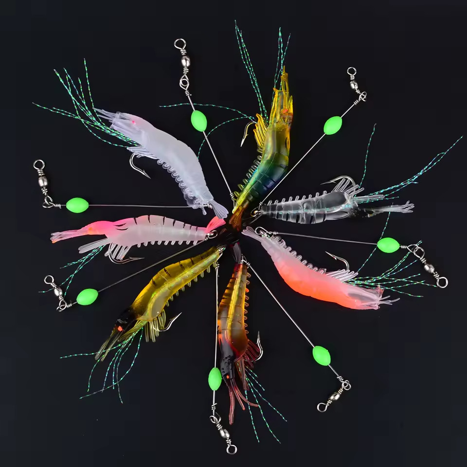 Isca artificial camarão com anzol Tucunaré Robalo Corvina