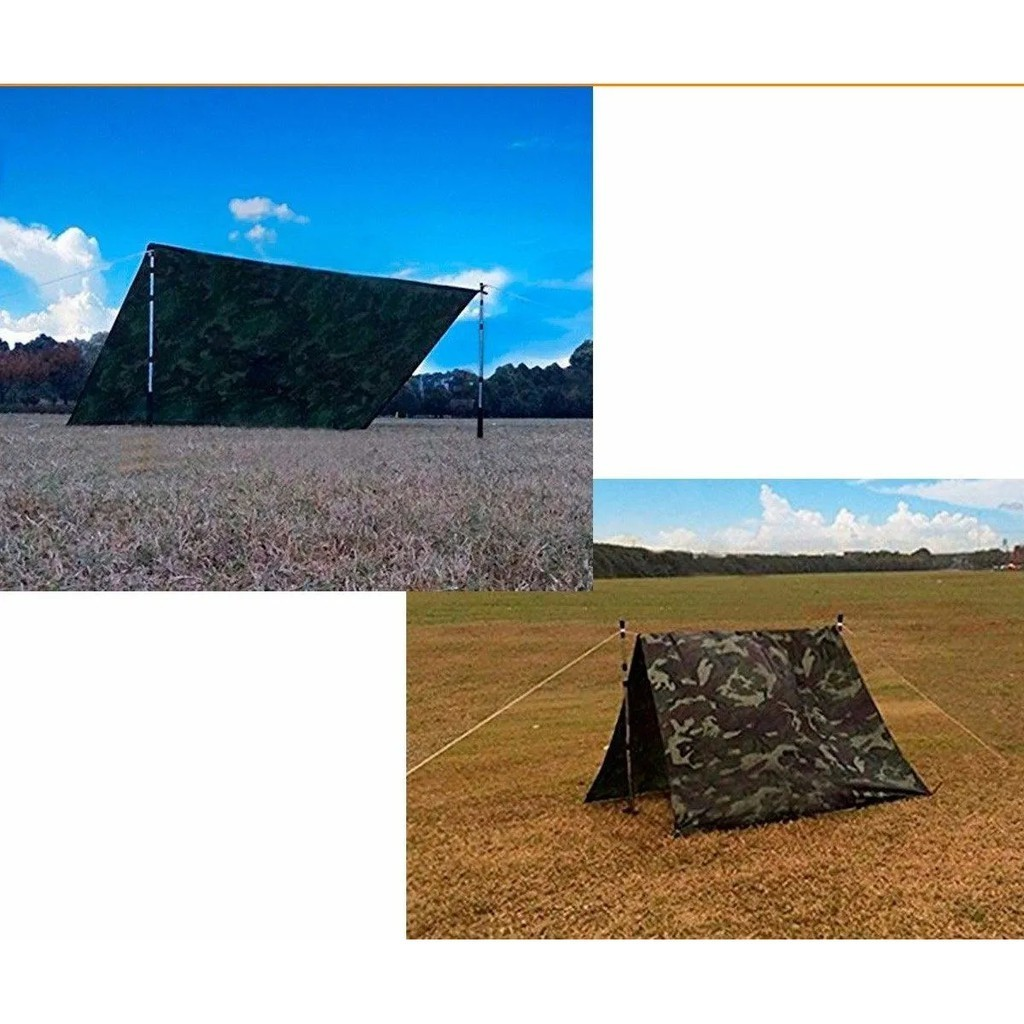 Novo - Poncho Militar Camuflado 3 em 1 — Capa de Chuva, Lona Camping e Abrigo Impermeável.