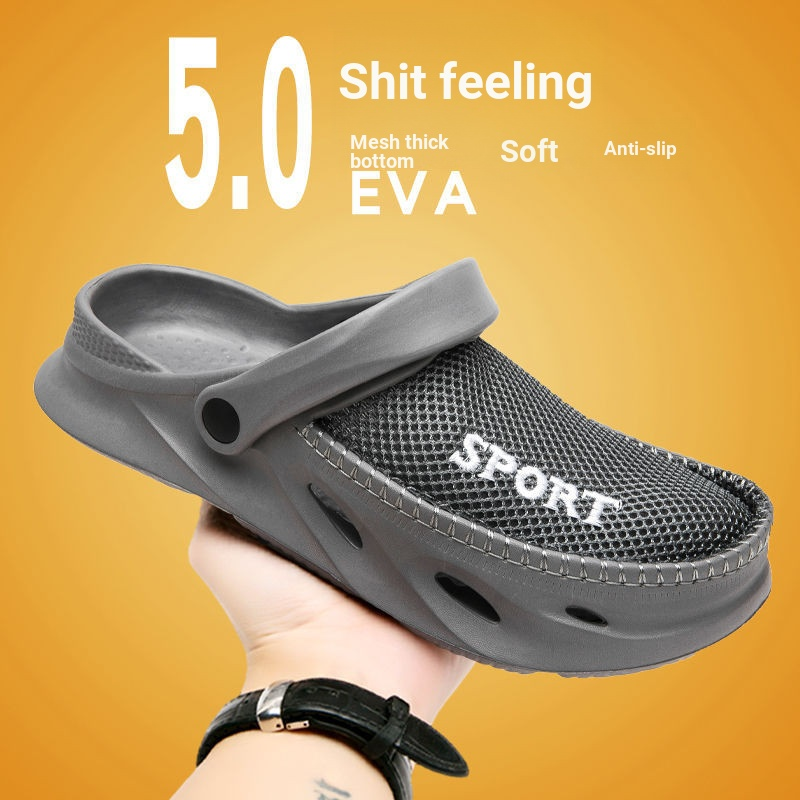 Extraordinário 2024 verão buraco sapatos masculinos verão exterior Wear antiderrapante anti-odor Baotou chinelos masculi
