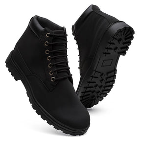 Bota Coturno Masculino com Cadarço Solado Borracha Anti Derrapante Couro Ecológico + Brinde Carteira Preta Básica