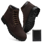 Bota Coturno Masculino com Cadarço Solado Borracha Anti Derrapante Couro Ecológico + Brinde Carteira Preta Básica
