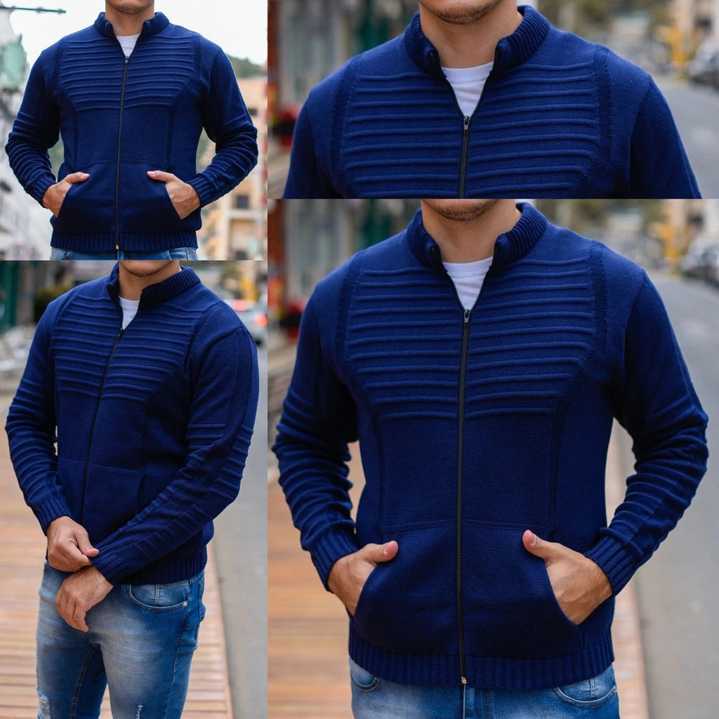 Casaco Parca Jaqueta Masculina Grossa de Inverno com Bolso e Zíper Quente Lisa Camuflada para Homens