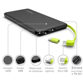 Carregador Portatil Power Bank para V8/Lightning 10000Mah Bateria Portátil Pineng
