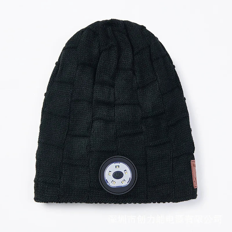 Unissex bluetooth farol chapéu fones de ouvido gorro com led música boné built-in alto-falantes & mic fones de ouvido para correr caminhadas esporte