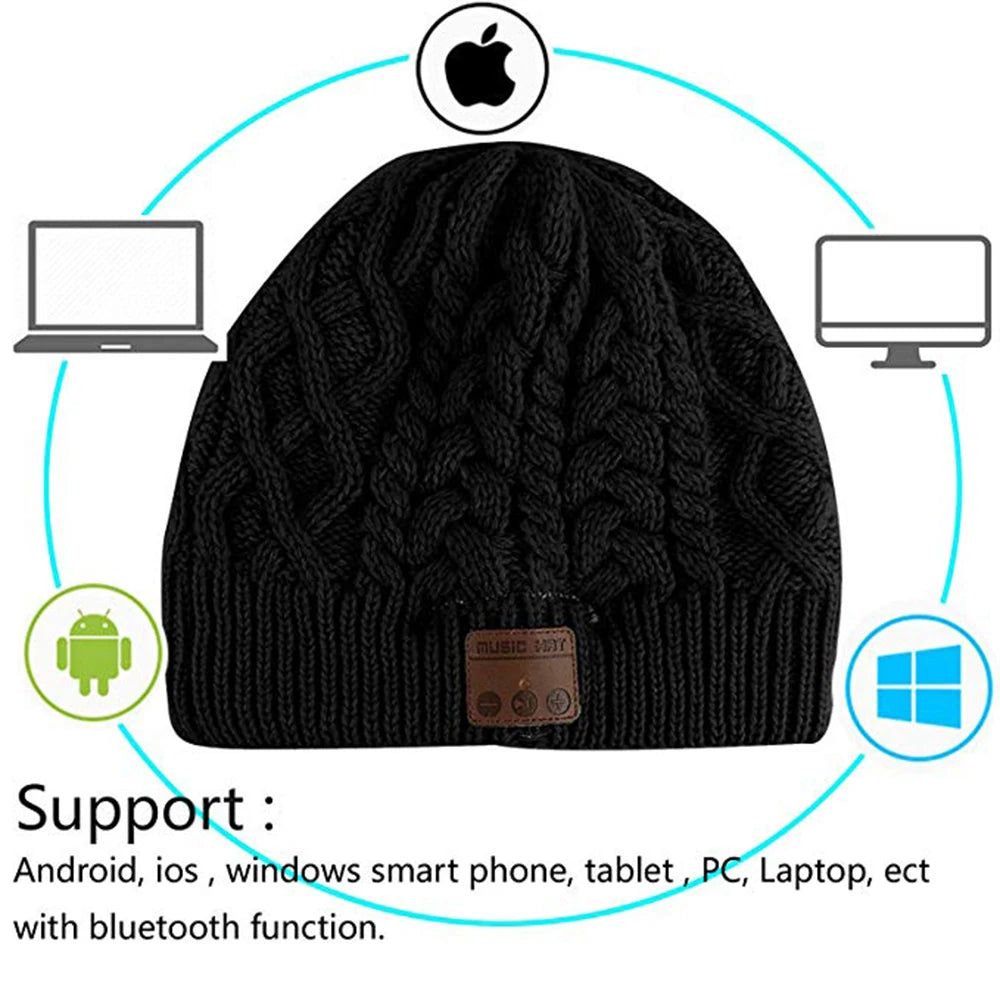 Chapéu com fones de ouvido sem fio embutidos fone de ouvido gorro chapéu de inverno com alto-falante chapéu de música gorro grosso quente masculino feminino