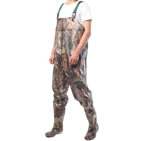 Macacão Camuflado Pesca Caça Jardineira Pesca Pvc Com Bota Acoplada Impermeável e Suspensório