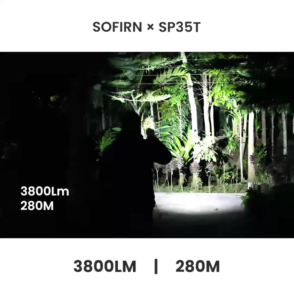 Lanterna Tática Sofirn SP35T 3800 Lúmens LED Com Porta Recarregável USBC Perfuração De Fraldas 21700 Mastigação