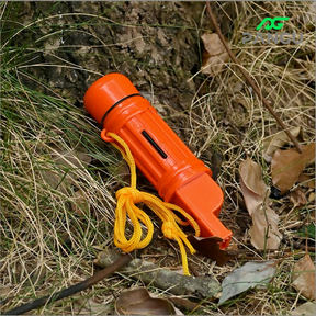 Apito de obrevivência Emergência 5 em 1. porta objetos Espelho Pederneira Apito Bussóla.29x120mm