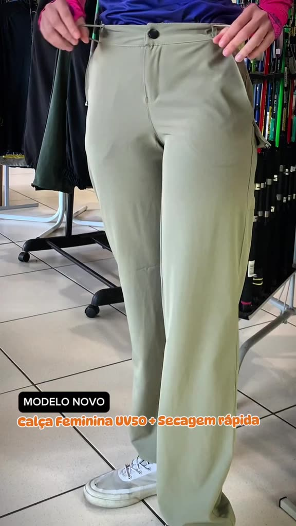 Calça Feminina Pesca Trilha Caminhada Mar Negro com Proteção UV50 Secagem Rápida