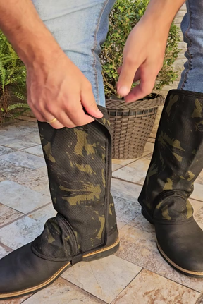 Par de Perneira De Lona Resistente Pernera Camuflada Proteção Trabalho Roça Montaria Impermeável