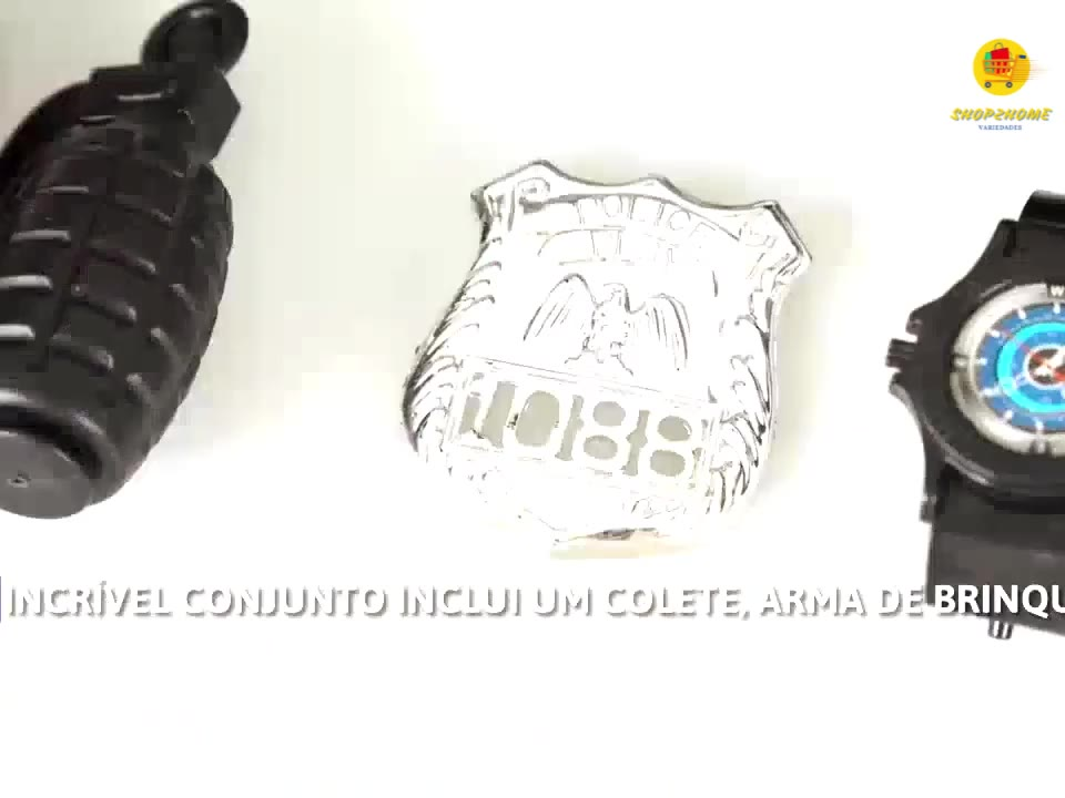 Brinquedo Kit Policial Colete com Rifle e Acessórios - Preto