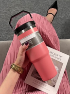 Garrafa Térmica 900ML Com Alça Flip Tumbl Aço Inoxidável Isolamento Térmico Com Canudo P/ Academia Trabalho Caminhada