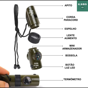 Apito Amazonas De Sobrevivência Emergência Multifuncional Para Ferramenta De Acampamento E Caminhada Ao Ar Livre 7 em 1
