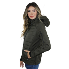 Jaqueta Corta Vento Feminina Flanelada com Capuz Removivel