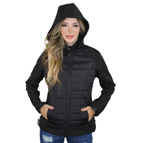 Jaqueta Corta Vento Feminina Flanelada com Capuz Removivel