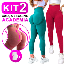 Kit Com 2 Calça Legging Feminina Academia Esportiva Fitness Cintura Alta Levanta Bumbum