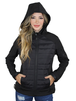 Jaqueta Corta Vento Feminina Flanelada com Capuz Removivel