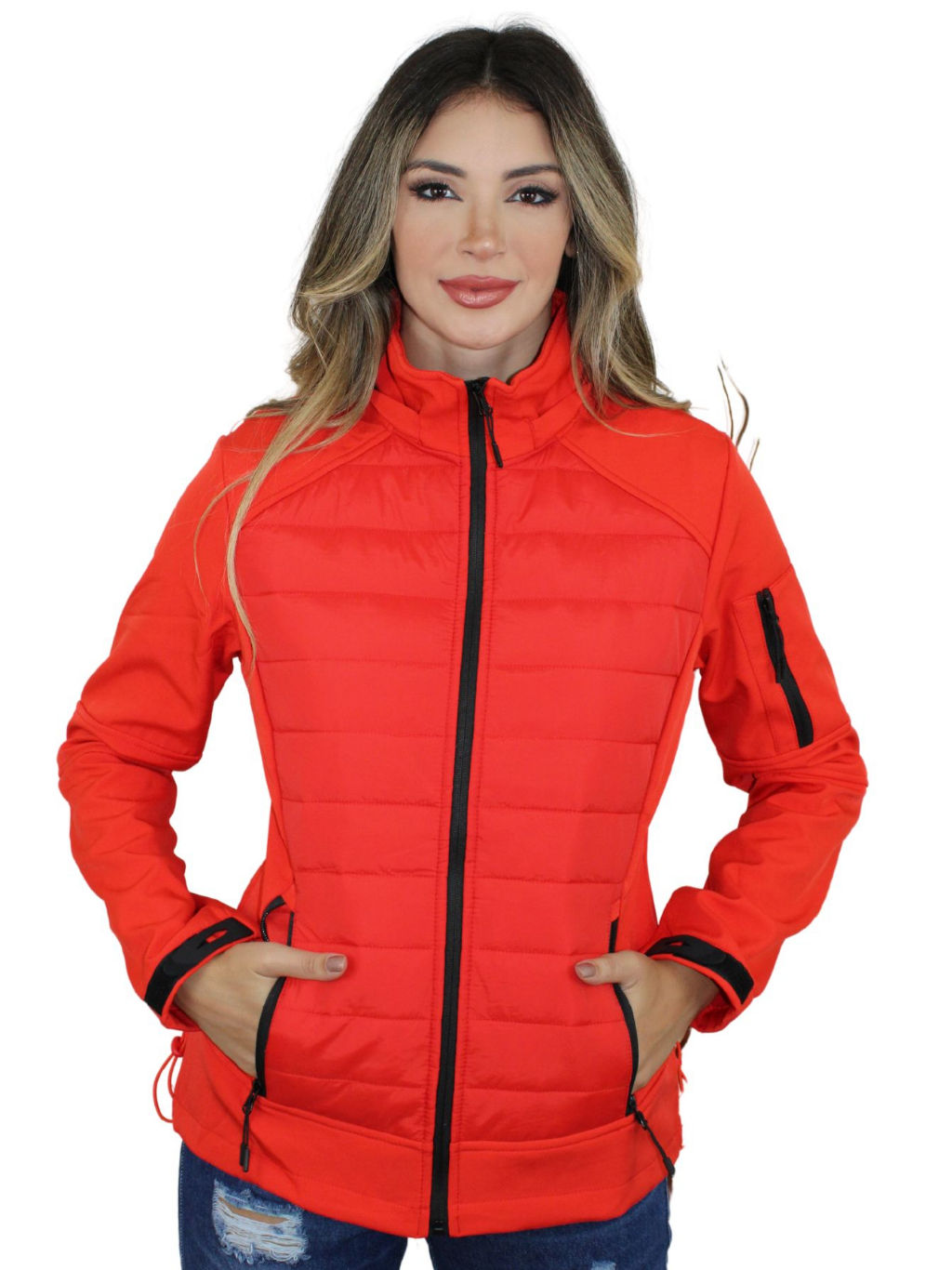 Jaqueta Corta Vento Feminina Flanelada com Capuz Removivel