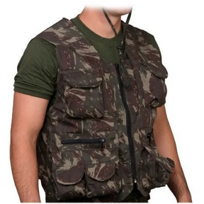 Colete de Caça / Pesca / Tiro Camuflado 8 Bolsos