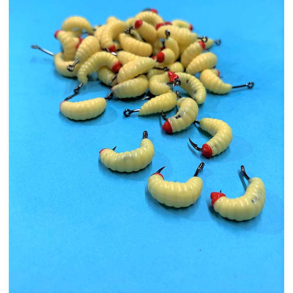 KIT COM ISCAS ARTIFICIAL BICHO DA LARANJA + ANZOL PARA TILÁPIA PARA PESCA