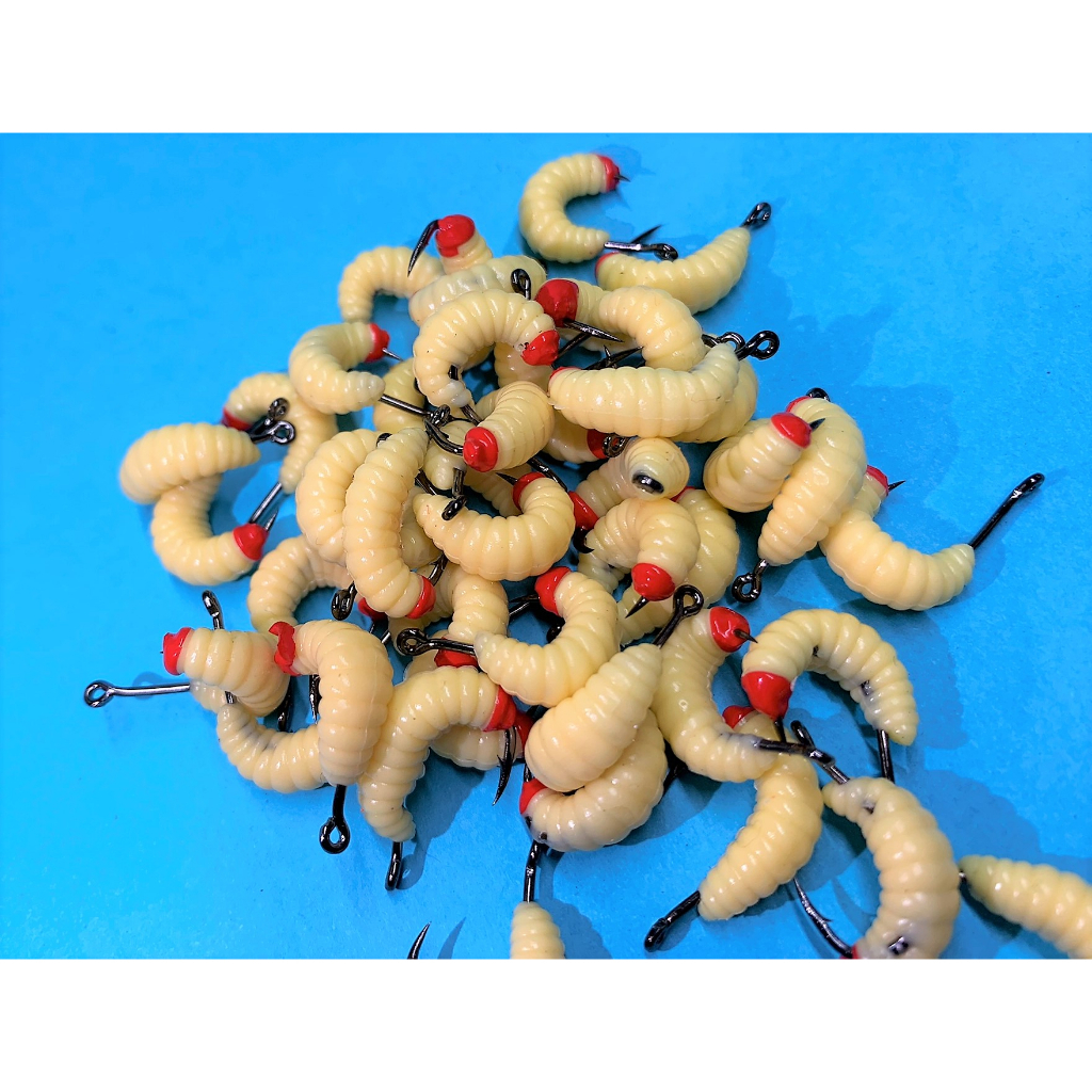 KIT COM ISCAS ARTIFICIAL BICHO DA LARANJA + ANZOL PARA TILÁPIA PARA PESCA