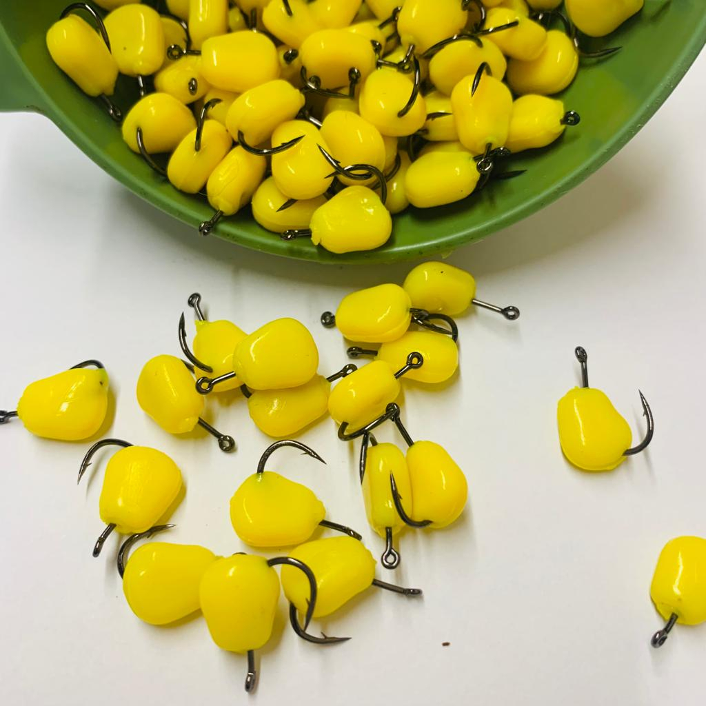 KIT COM ISCAS ARTIFICIAL MILHO + ANZOL PARA TILÁPIA PARA PESCA